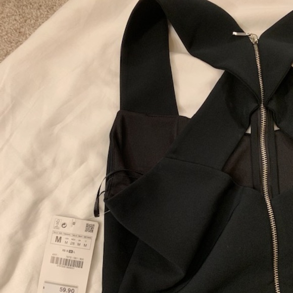 Zara Basic Black Zipper Back Mini Dress - M - Picture 4 of 6